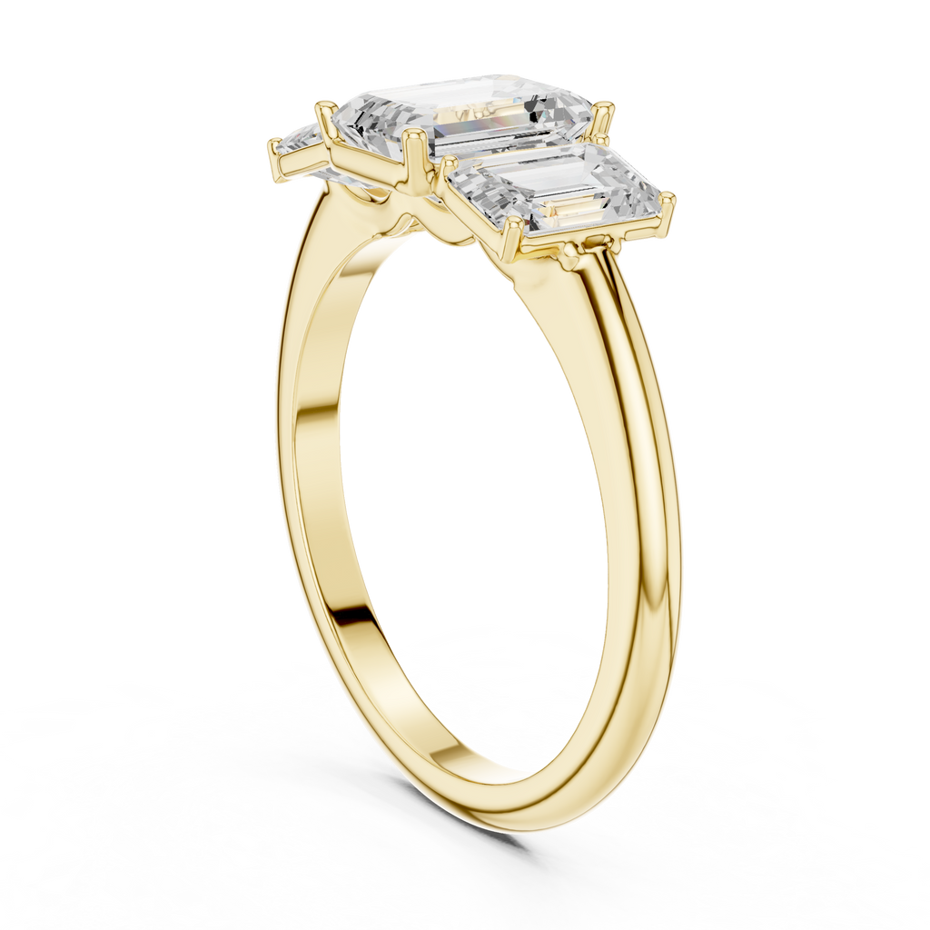Emerald Cut Three Stone Diamond Engagement Ring