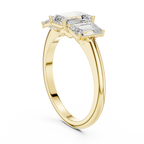 Emerald Cut Three Stone Diamond Engagement Ring