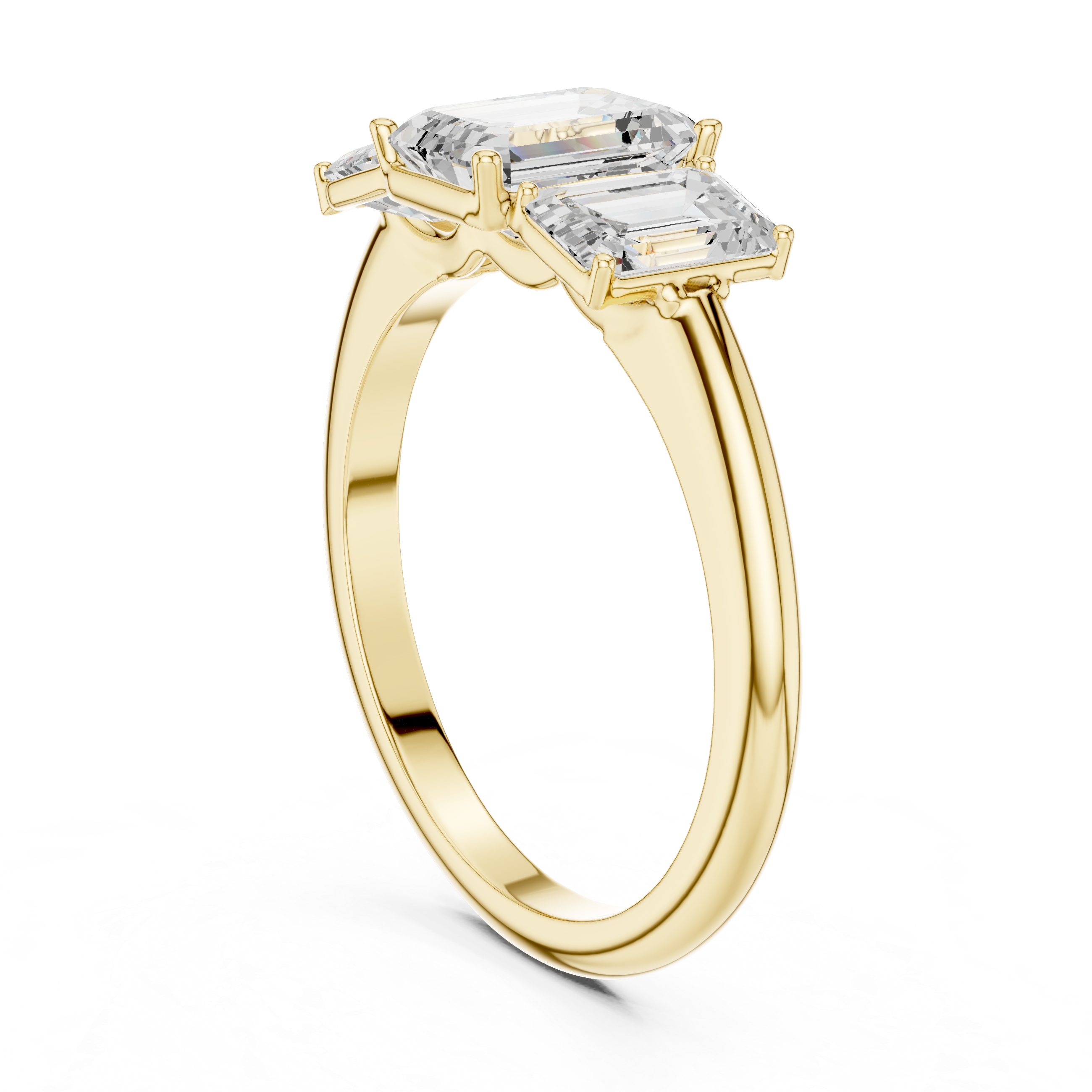 Emerald Cut Three Stone Diamond Engagement Ring