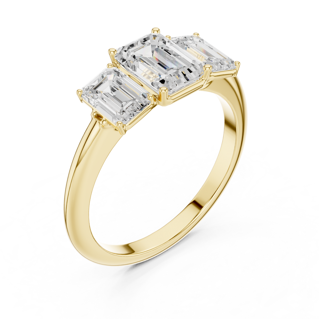 Emerald Cut Three Stone Diamond Engagement Ring