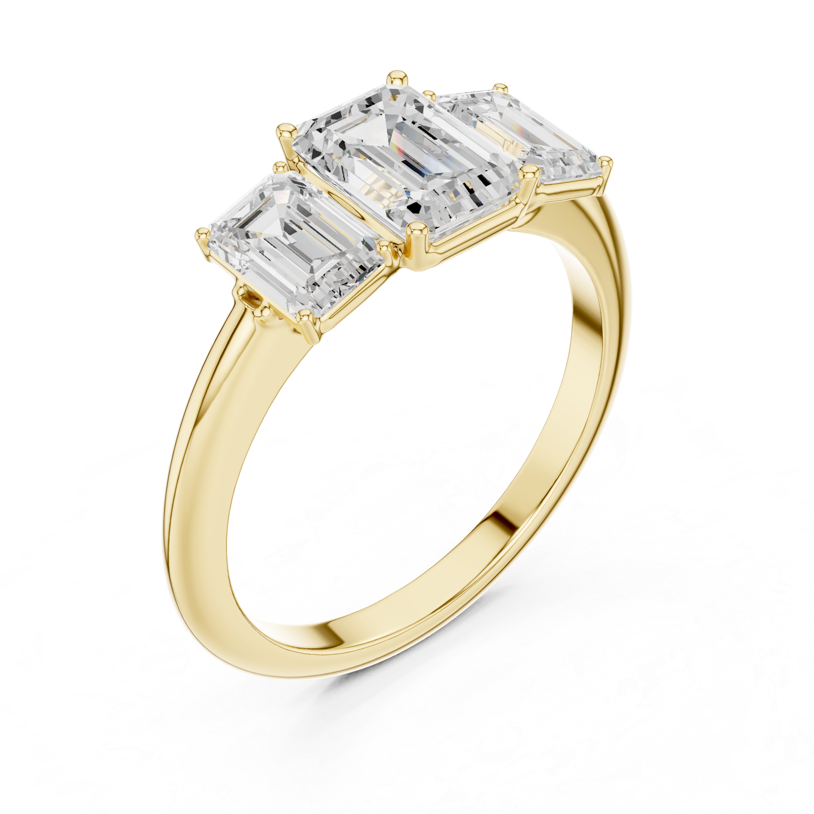 Emerald Cut Three Stone Diamond Engagement Ring