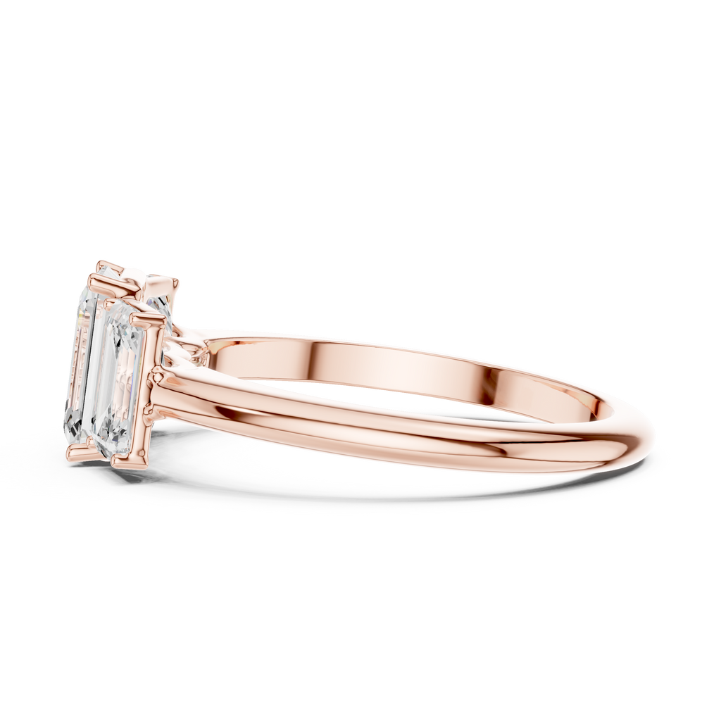 Emerald Cut Three Stone Diamond Engagement Ring