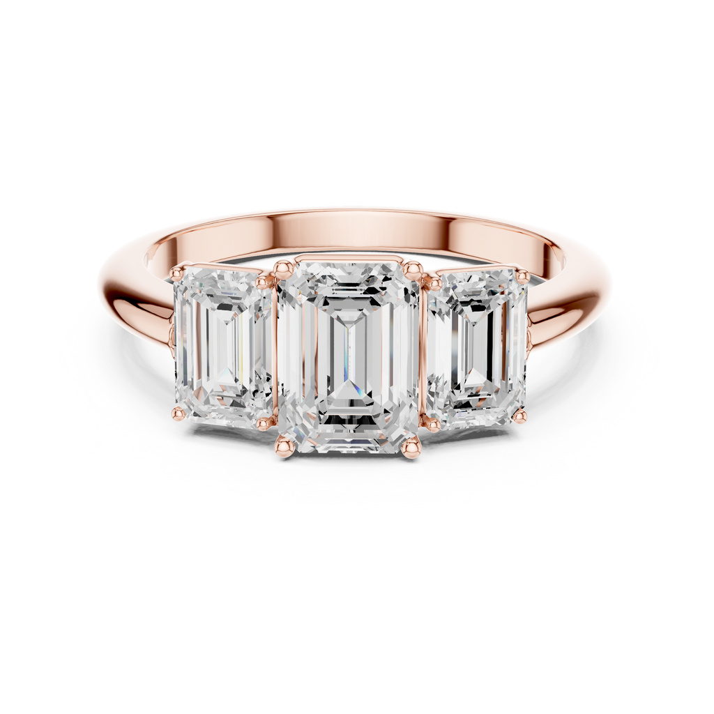 Emerald Cut Three Stone Diamond Engagement Ring