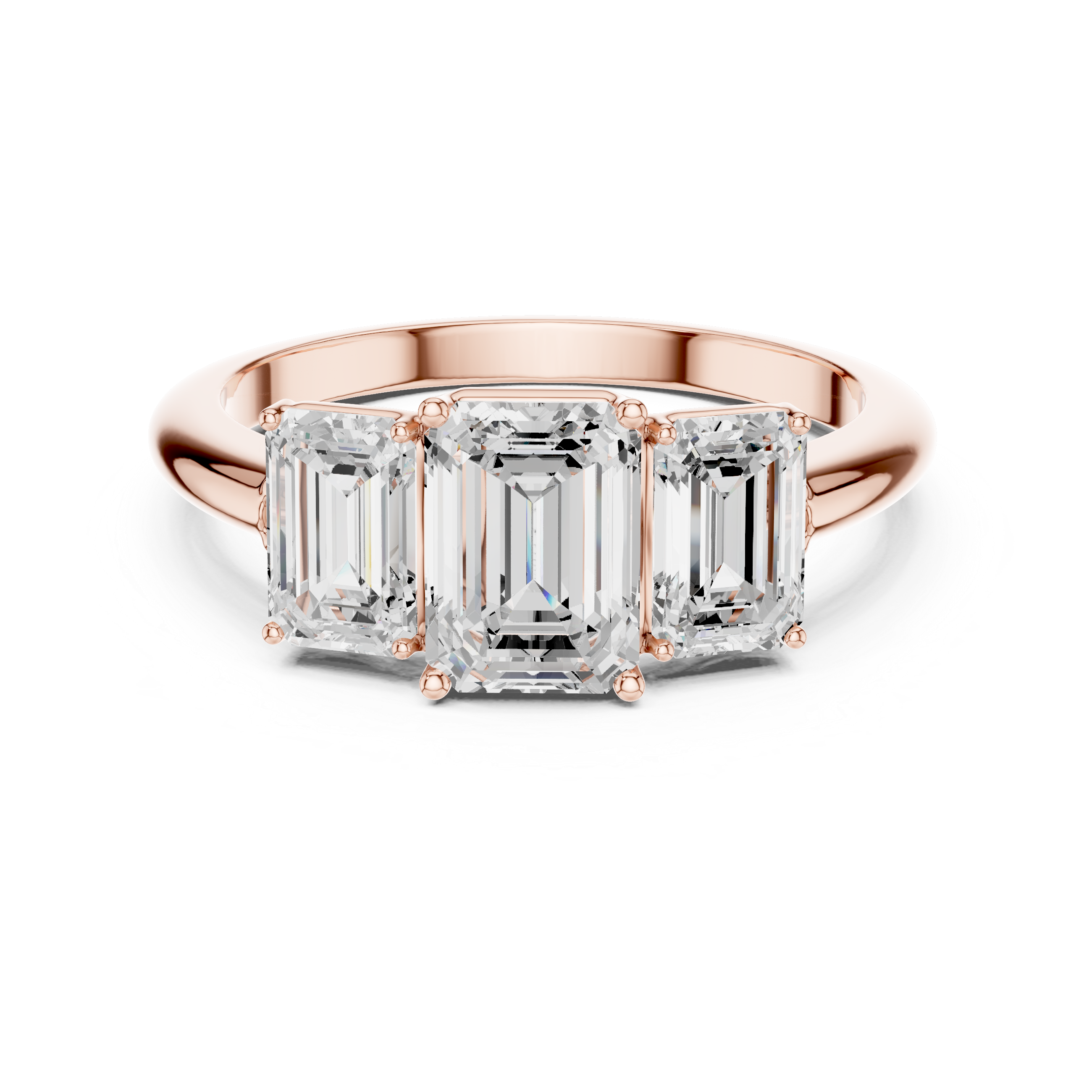 Emerald Cut Three Stone Diamond Engagement Ring