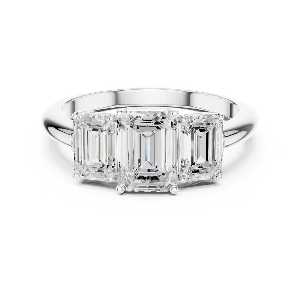 Emerald Cut Three Stone Diamond Engagement Ring