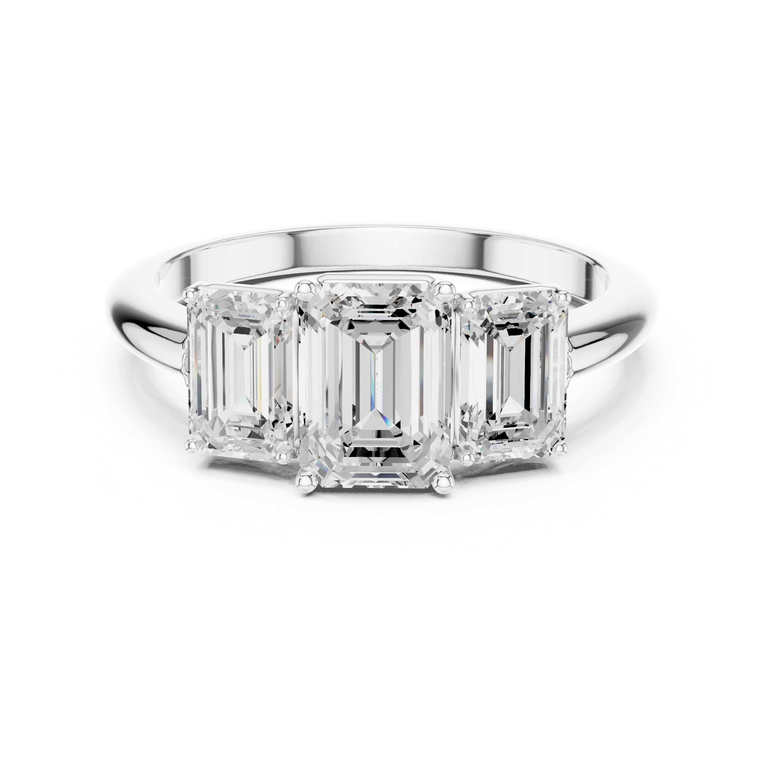 Emerald Cut Three Stone Diamond Engagement Ring
