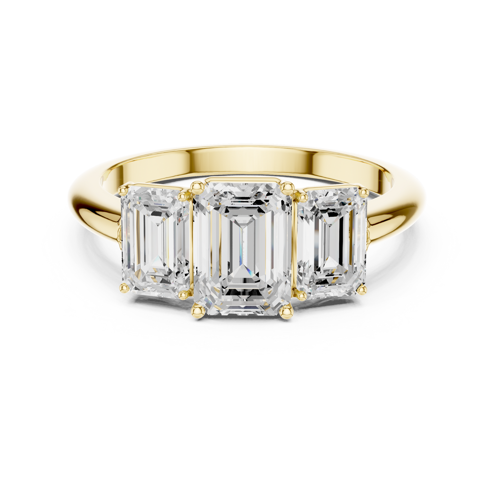 Emerald Cut Three Stone Diamond Engagement Ring