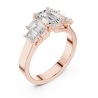Emerald Cut Three Stone Diamond Engagement Ring