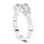 Emerald Cut Three Stone Diamond Engagement Ring