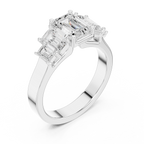 Emerald Cut Three Stone Diamond Engagement Ring