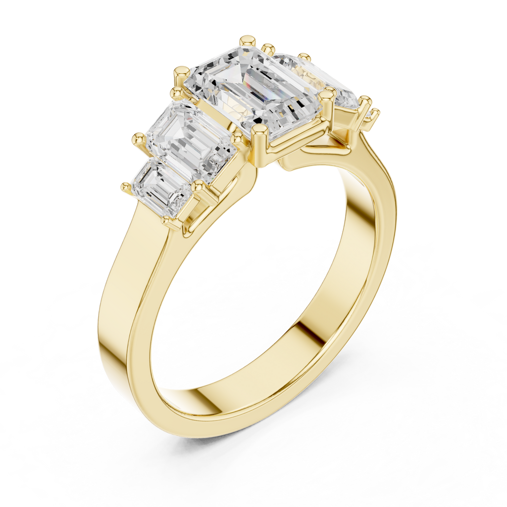 Emerald Cut Three Stone Diamond Engagement Ring