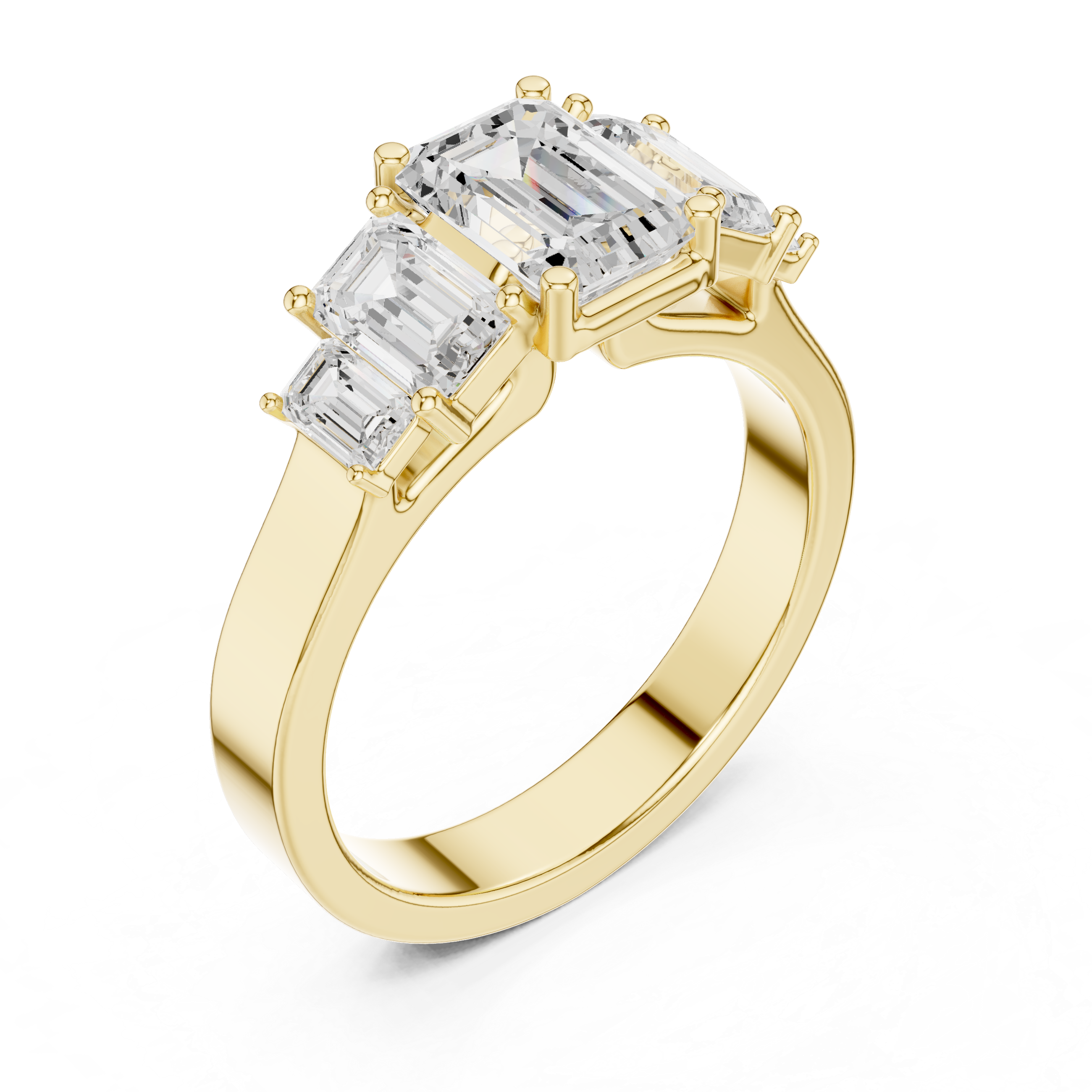 Emerald Cut Three Stone Diamond Engagement Ring