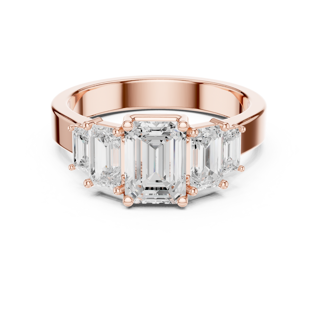 Emerald Cut Three Stone Diamond Engagement Ring