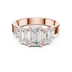Emerald Cut Three Stone Diamond Engagement Ring