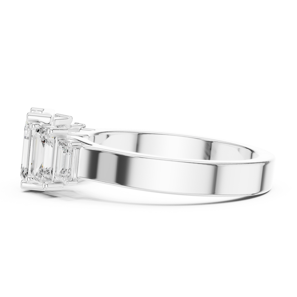 Emerald Cut Three Stone Diamond Engagement Ring