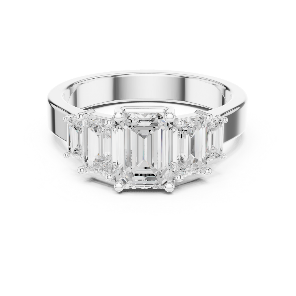 Emerald Cut Three Stone Diamond Engagement Ring
