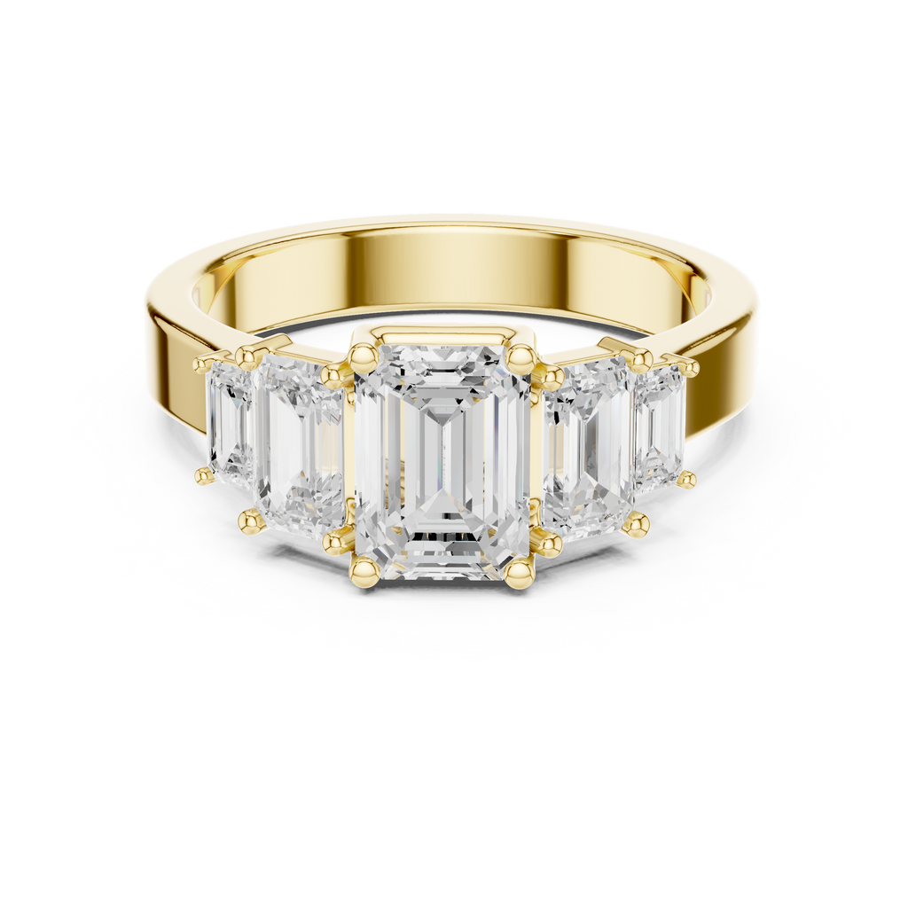 Emerald Cut Three Stone Diamond Engagement Ring