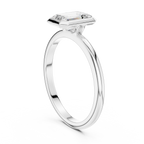 Emerald Cut Bezel Set Diamond Engagement Ring