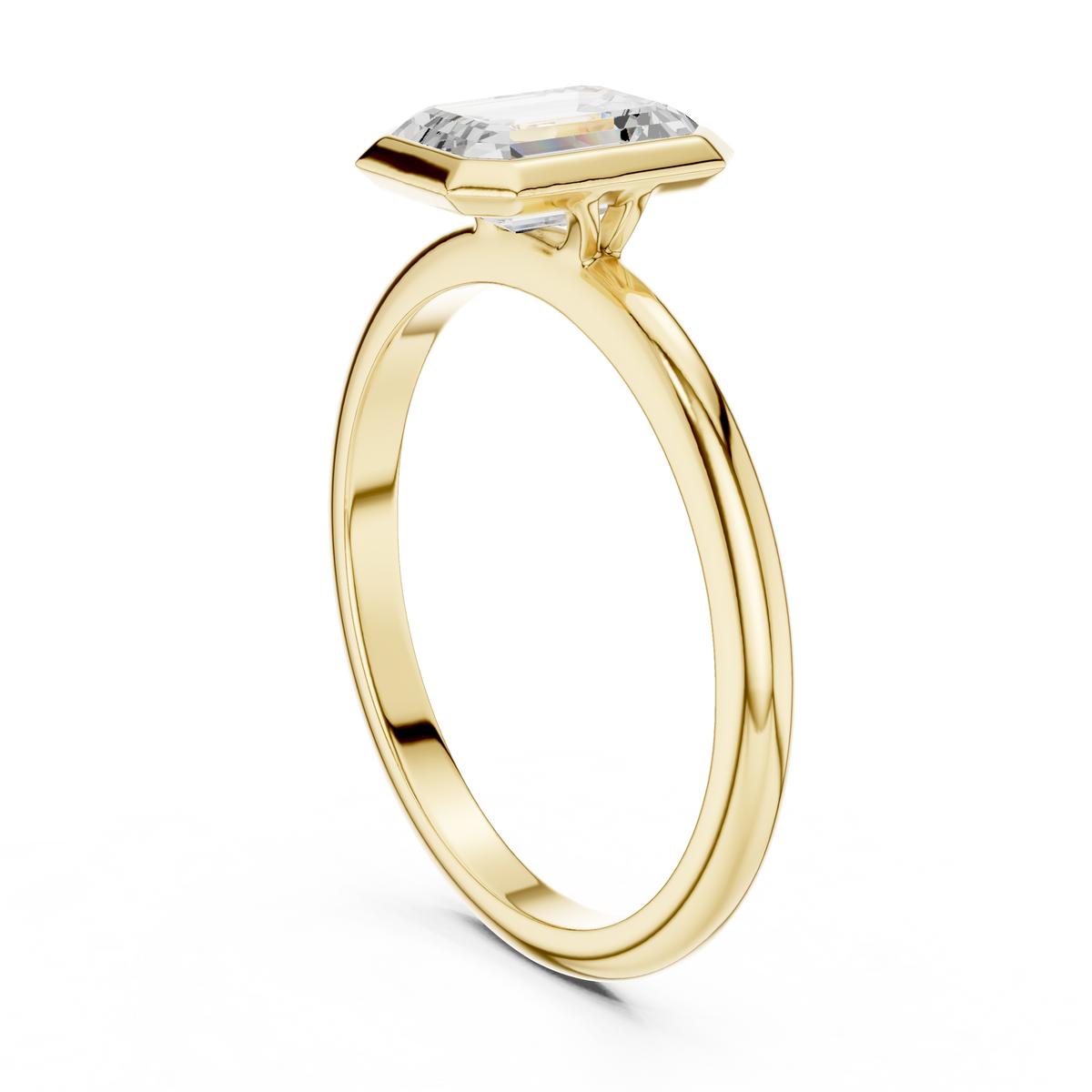 Emerald Cut Bezel Set Diamond Engagement Ring – view 10 of 12, lab grown diamond ring | Jewelix Atelier