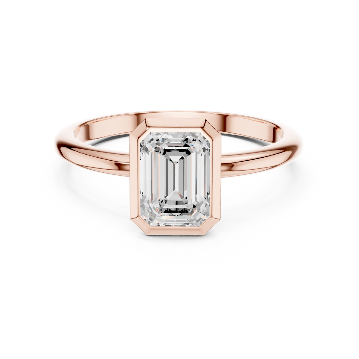 Emerald Cut Bezel Set Diamond Engagement Ring – view 5 of 12, lab grown diamond ring | Jewelix Atelier