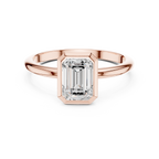 Emerald Cut Bezel Set Diamond Engagement Ring