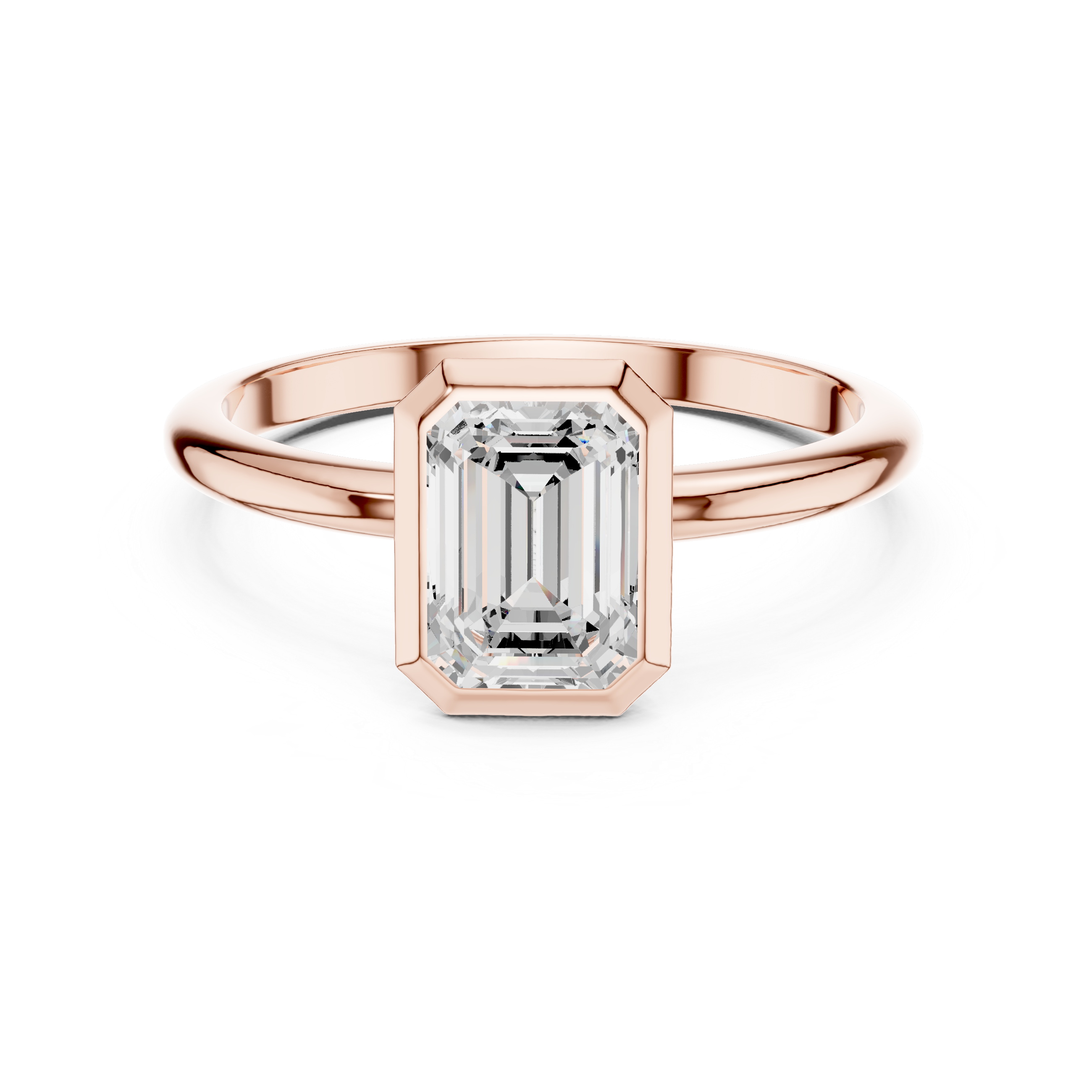 Emerald Cut Bezel Set Diamond Engagement Ring