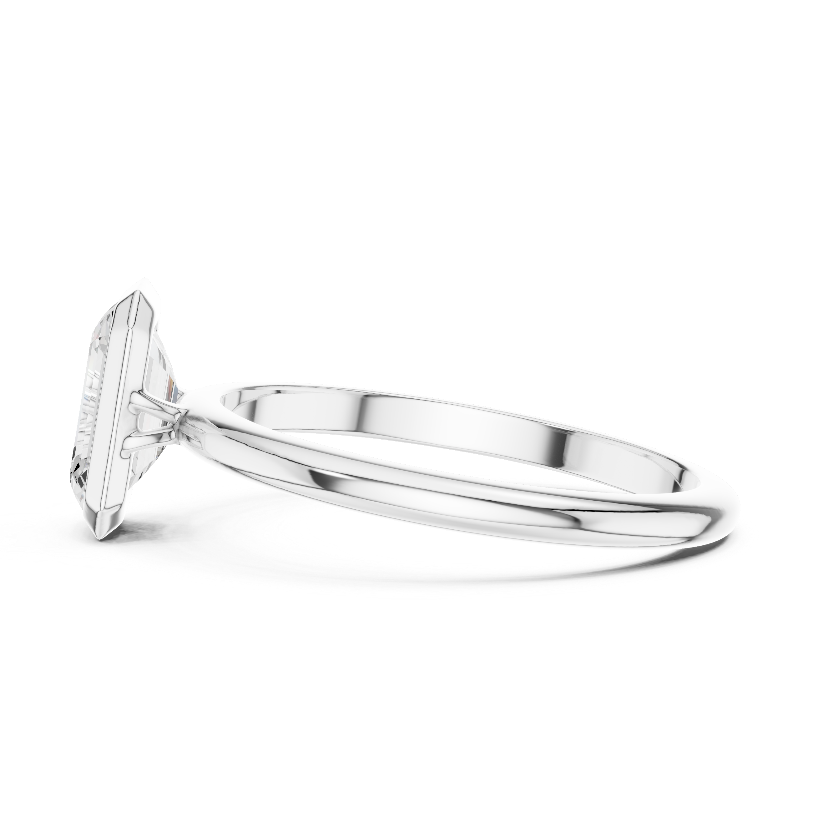 Emerald Cut Bezel Set Diamond Engagement Ring