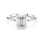 Emerald Cut Bezel Set Diamond Engagement Ring