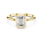 Emerald Cut Bezel Set Diamond Engagement Ring