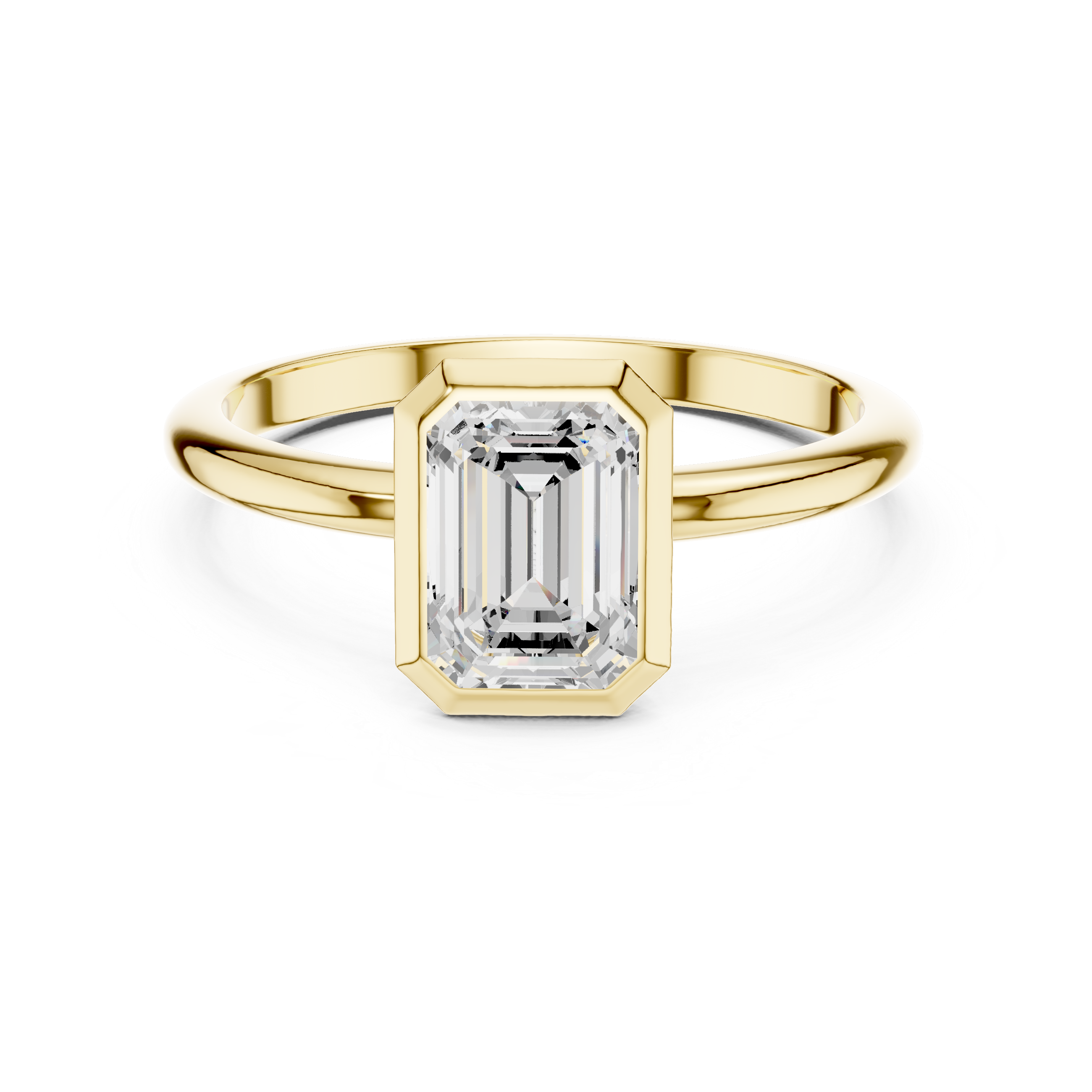 Emerald Cut Bezel Set Diamond Engagement Ring
