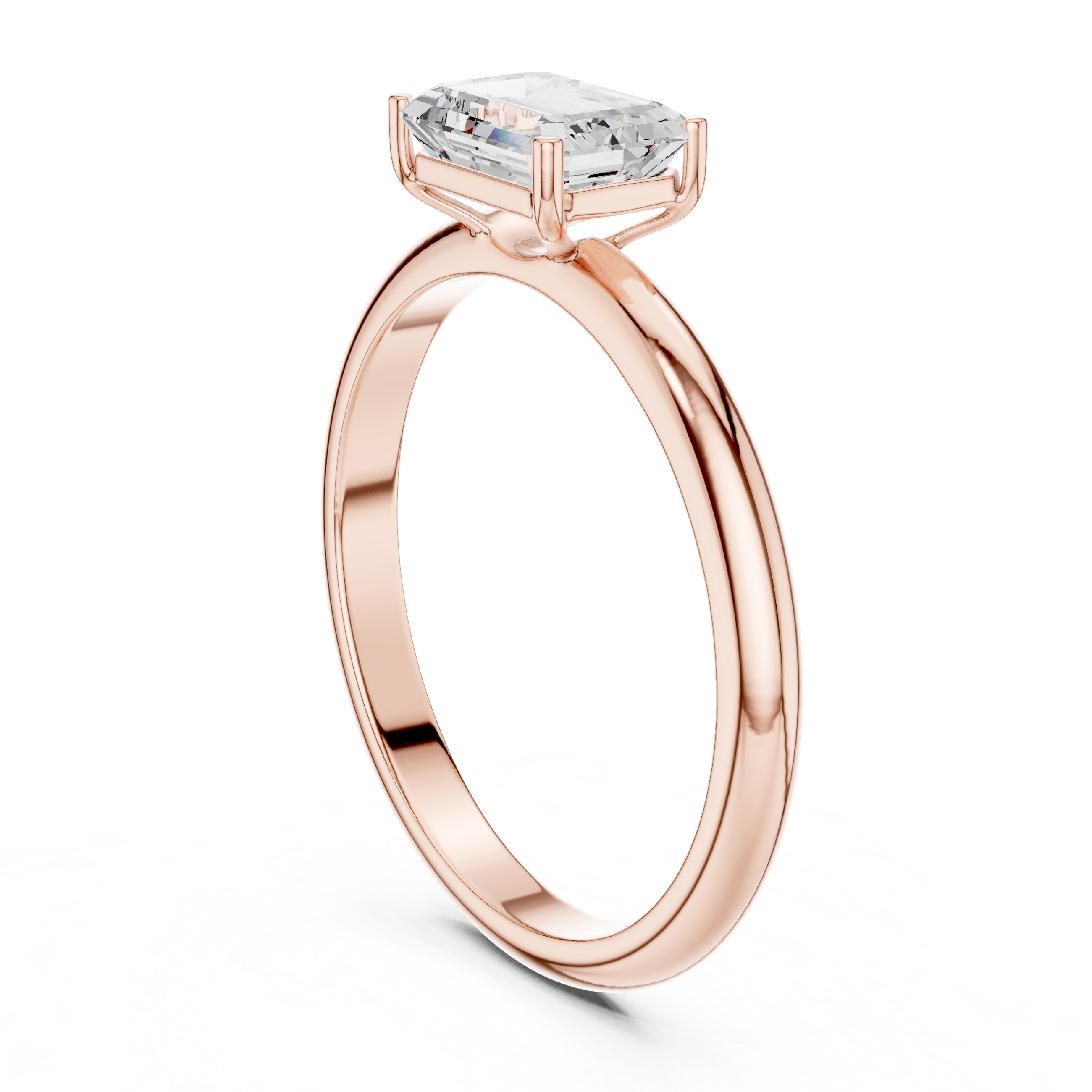 Emerald Cut Solitaire Diamond Engagement Ring