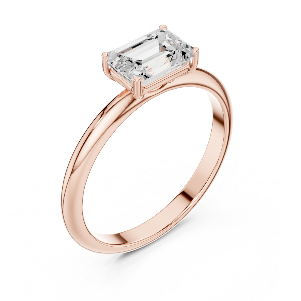 Emerald Cut Solitaire Diamond Engagement Ring