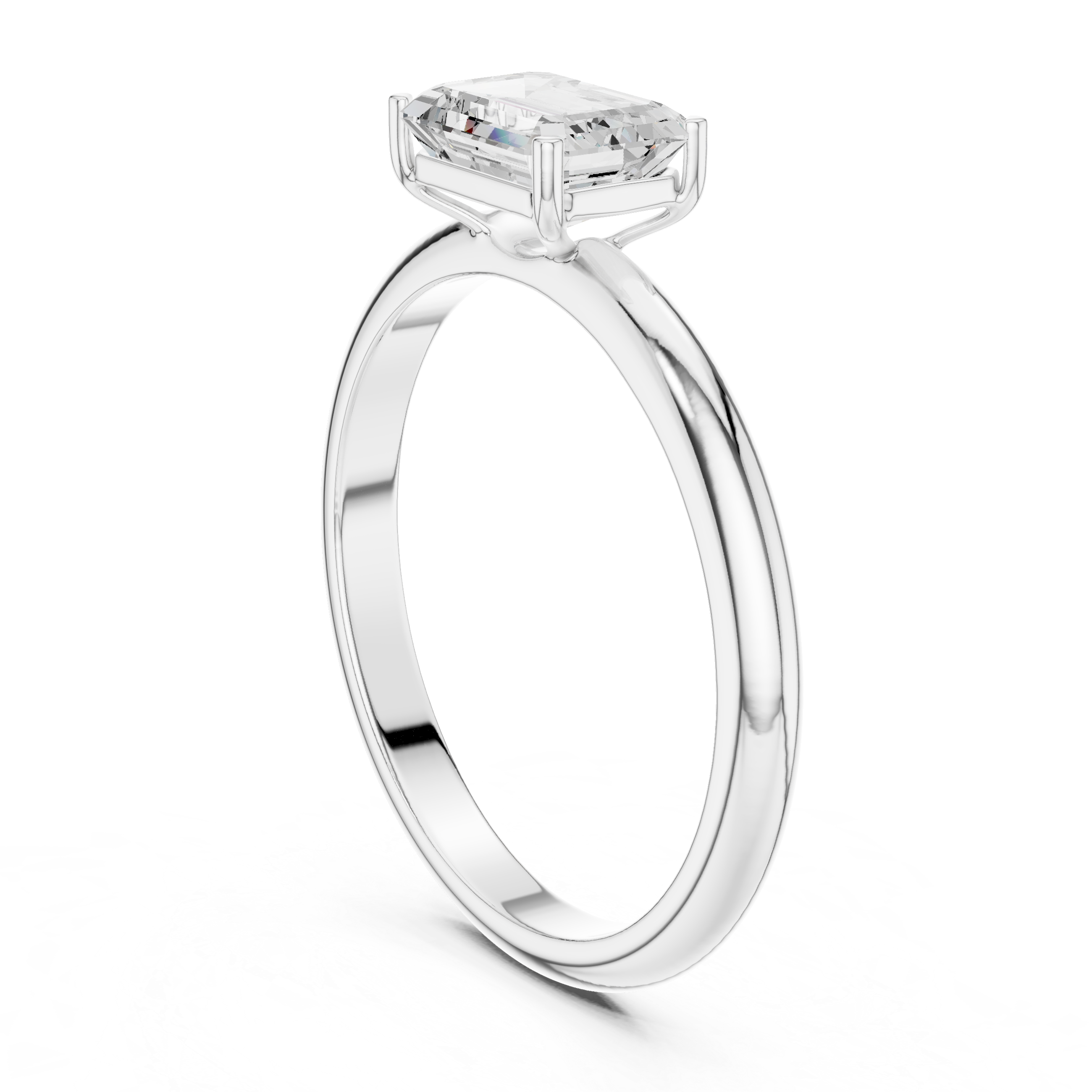 Emerald Cut Solitaire Diamond Engagement Ring