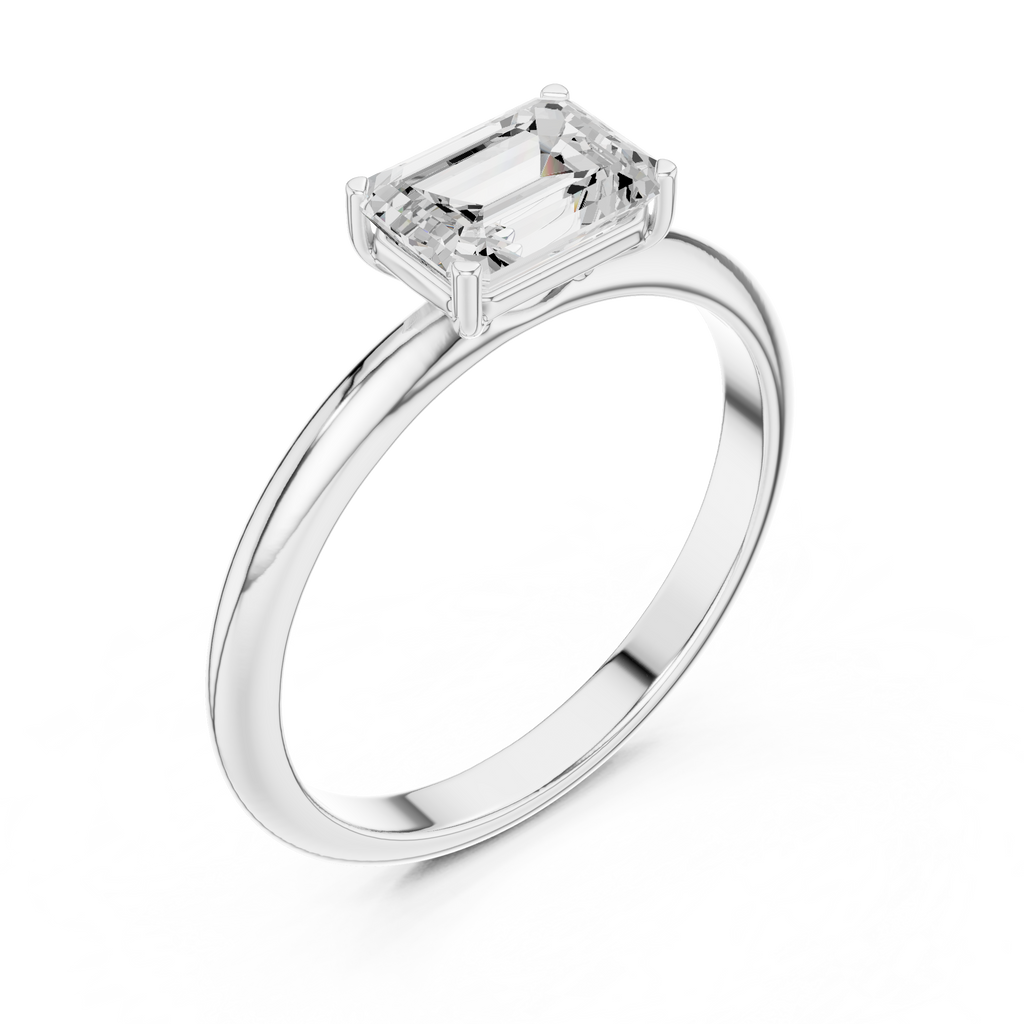 Emerald Cut Solitaire Diamond Engagement Ring