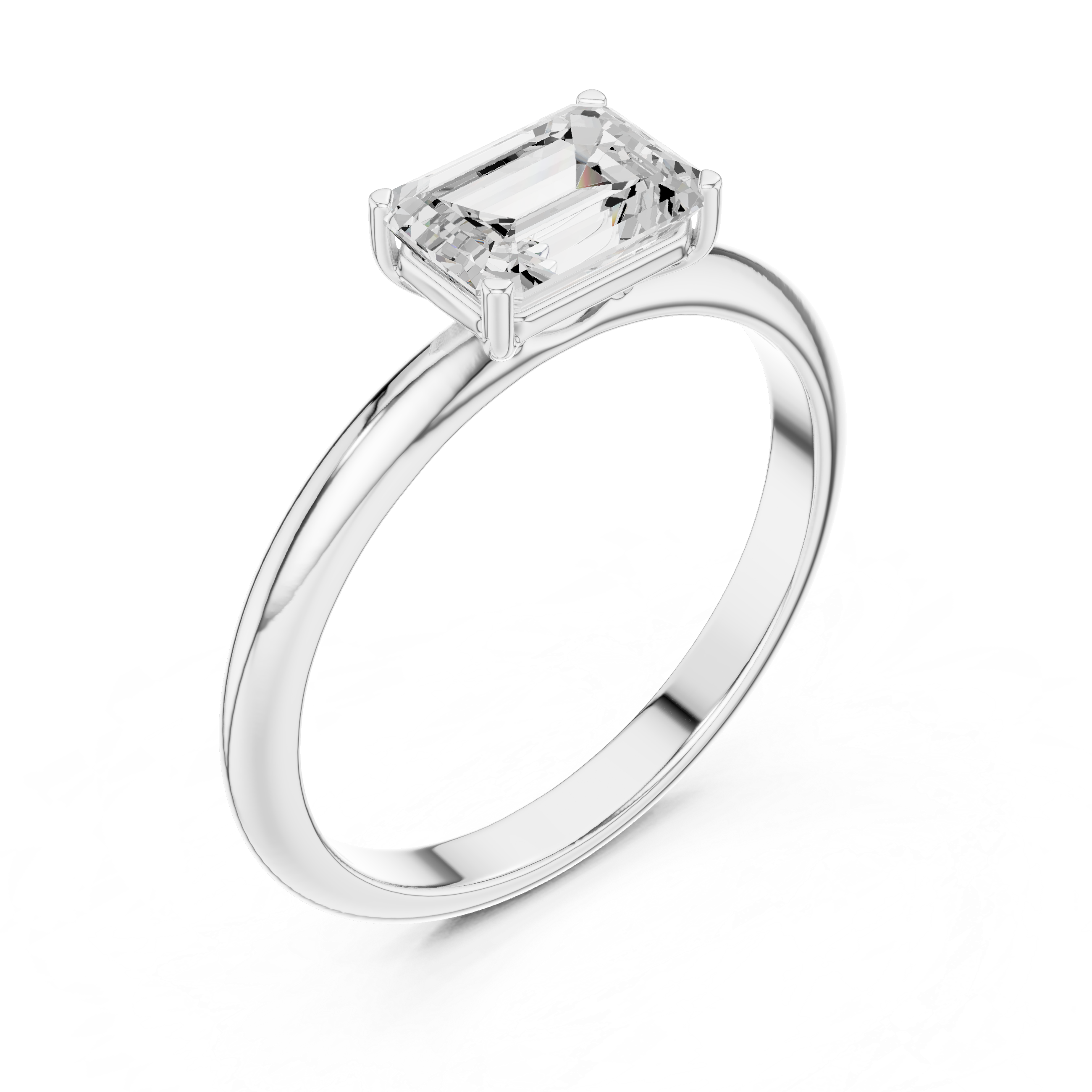 Emerald Cut Solitaire Diamond Engagement Ring