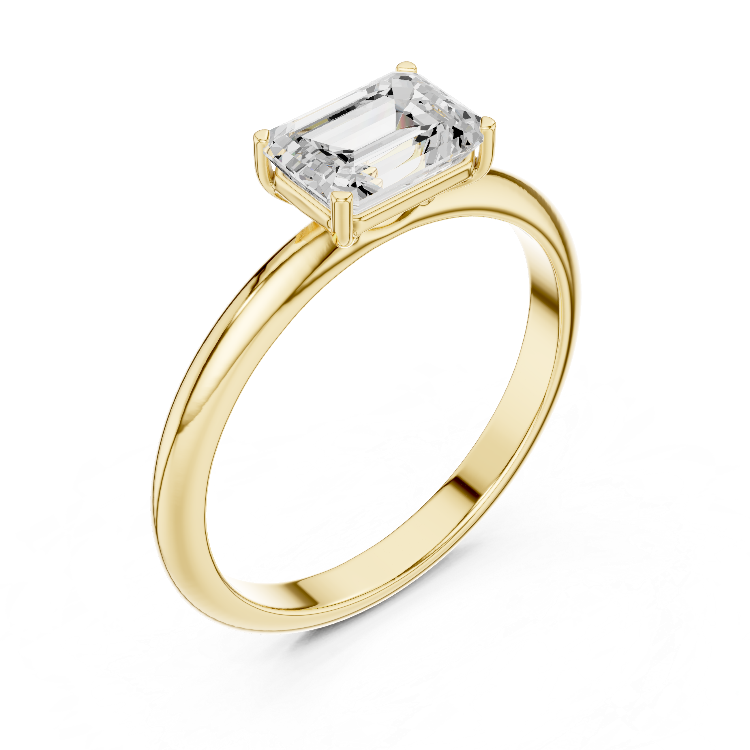 Emerald Cut Solitaire Diamond Engagement Ring