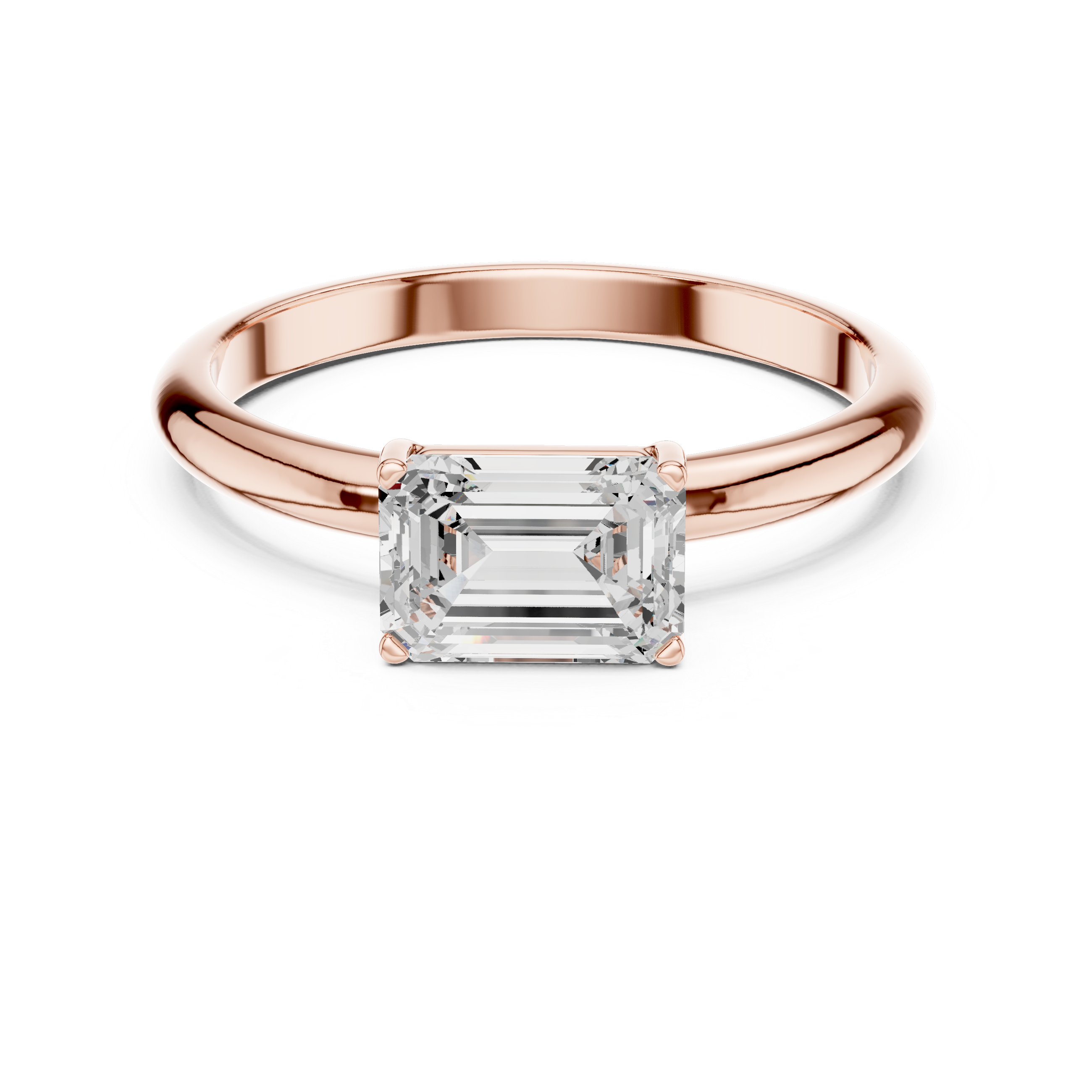 Emerald Cut Solitaire Diamond Engagement Ring