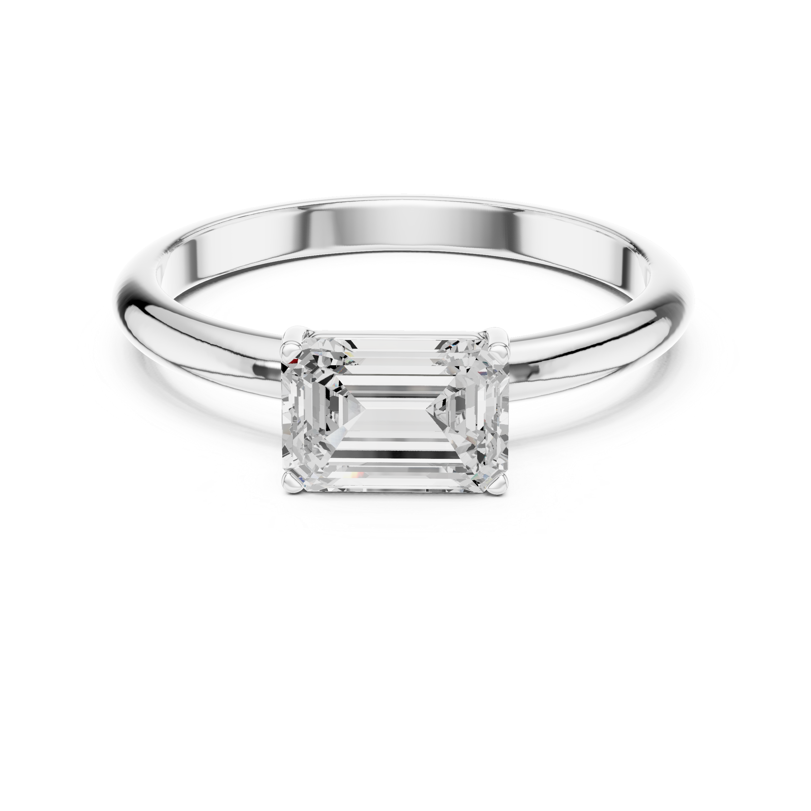 Emerald Cut Solitaire Diamond Engagement Ring