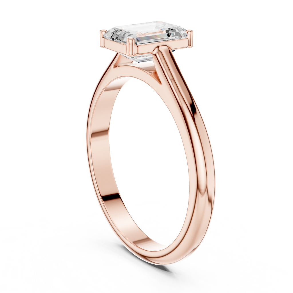 Emerald Cut Minimal Solitaire Diamond Ring
