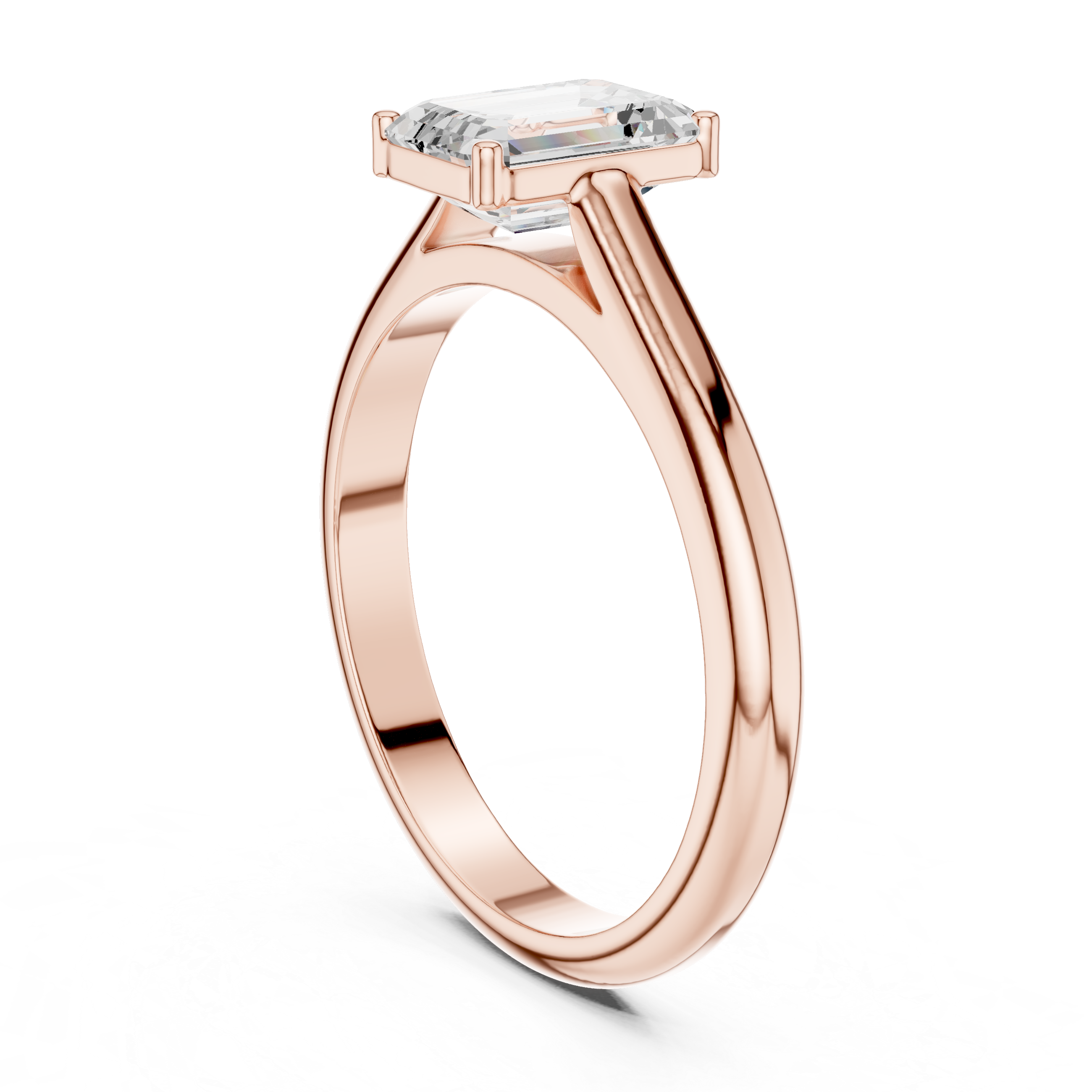 Emerald Cut Minimal Solitaire Diamond Ring
