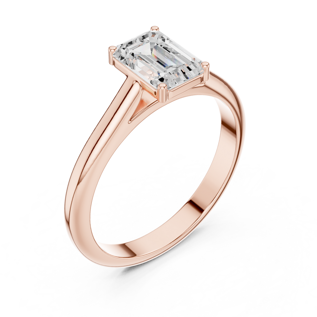 Emerald Cut Minimal Solitaire Diamond Ring