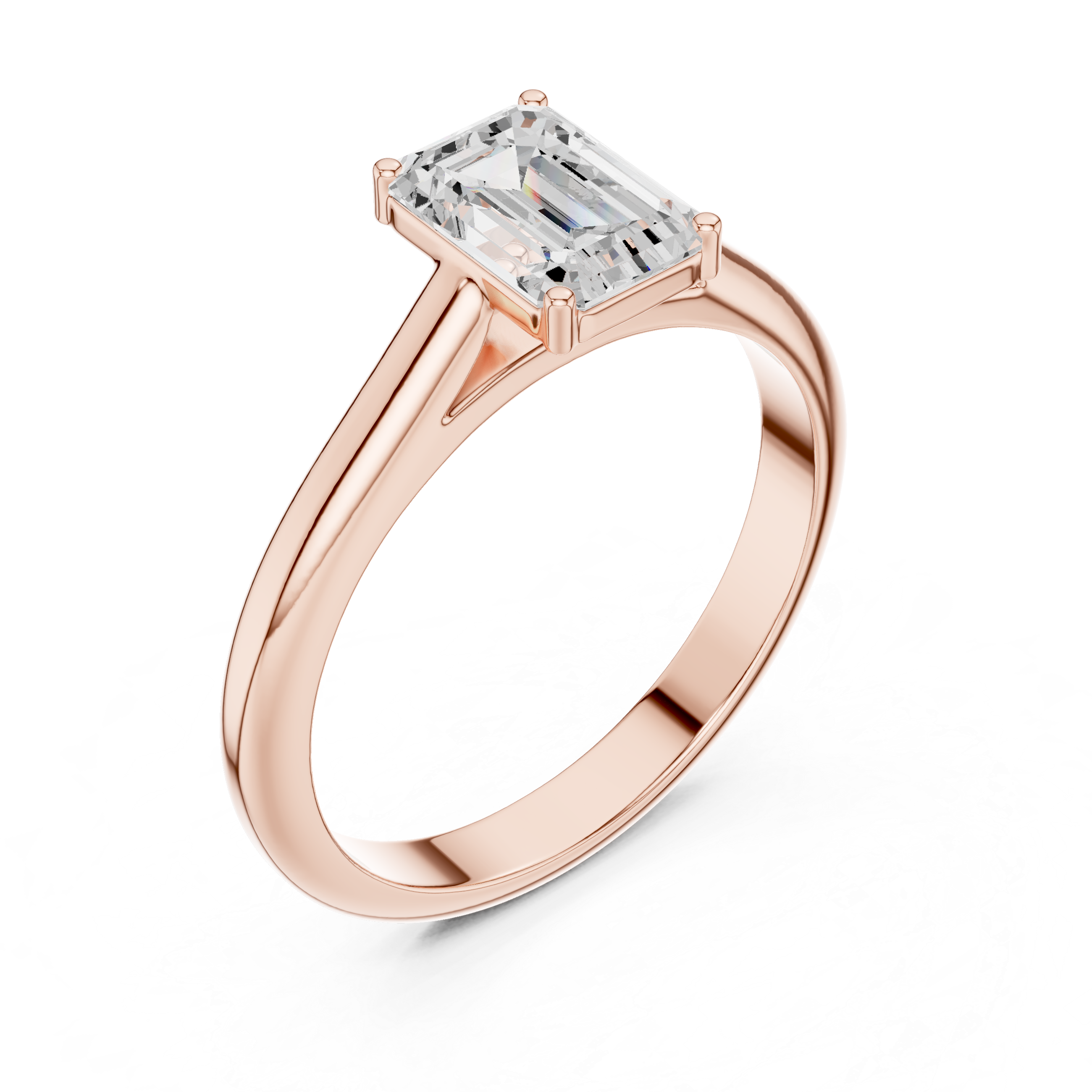 Emerald Cut Minimal Solitaire Diamond Ring