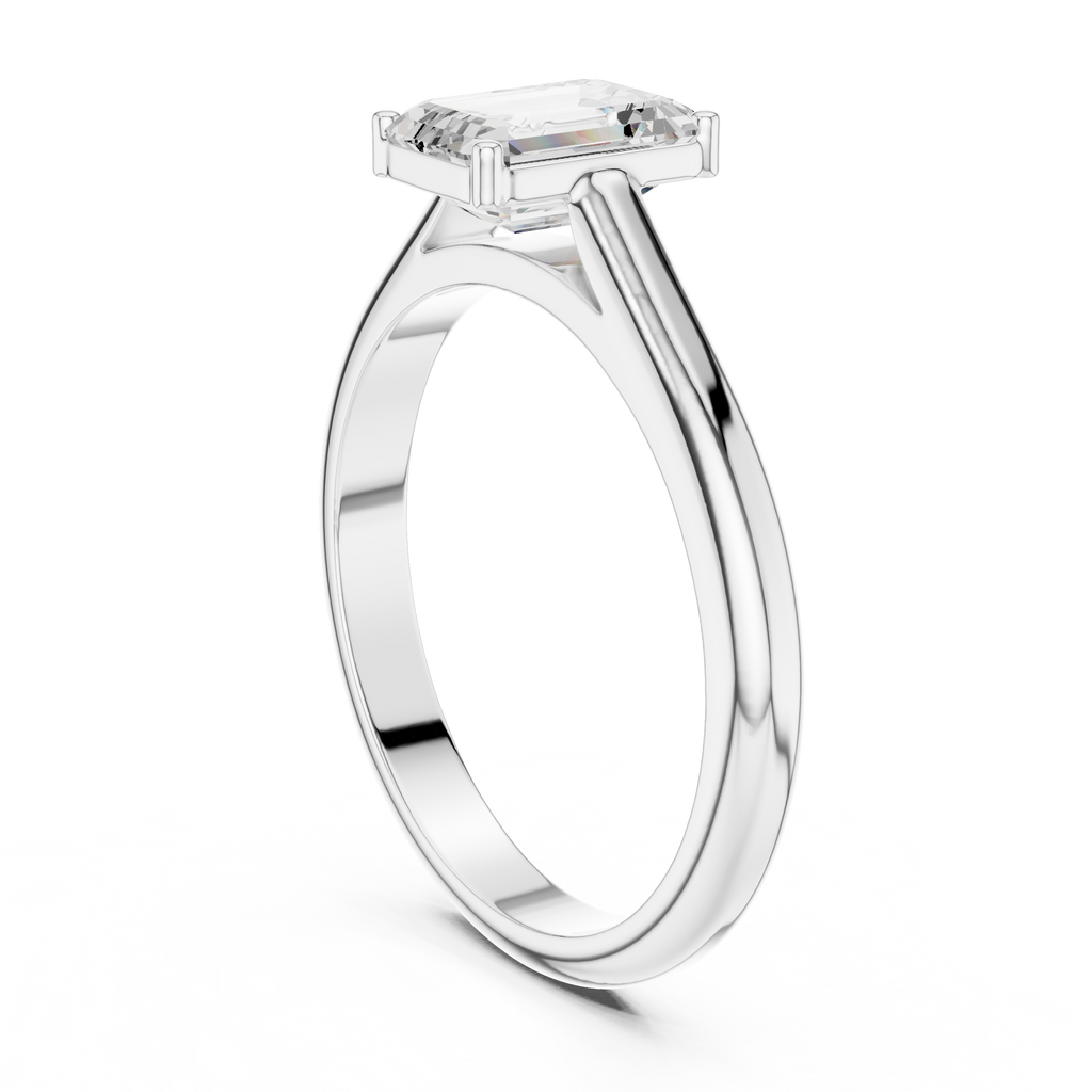 Emerald Cut Minimal Solitaire Diamond Ring
