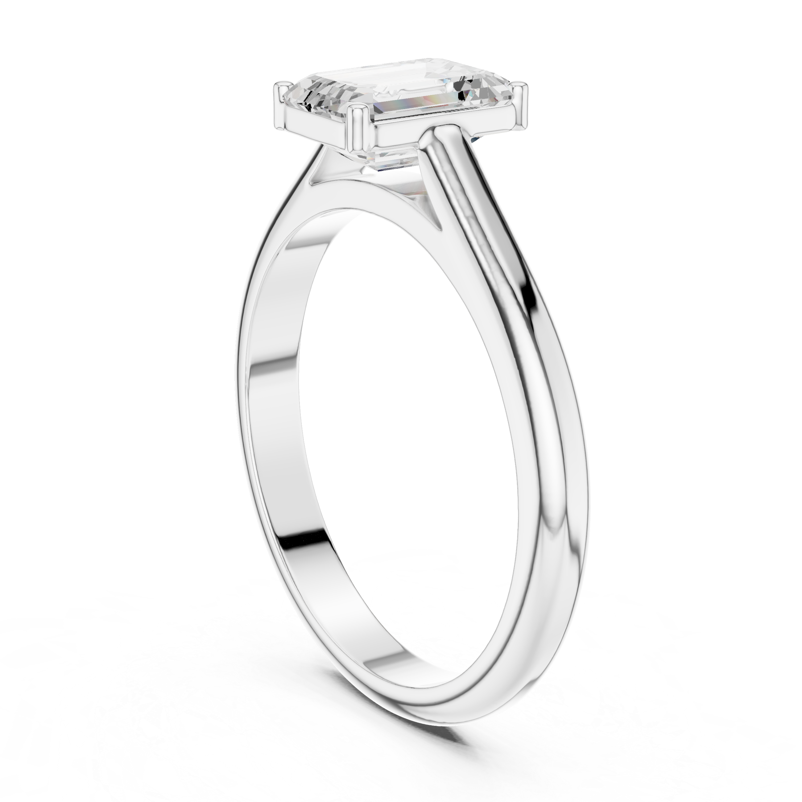 Emerald Cut Minimal Solitaire Diamond Ring