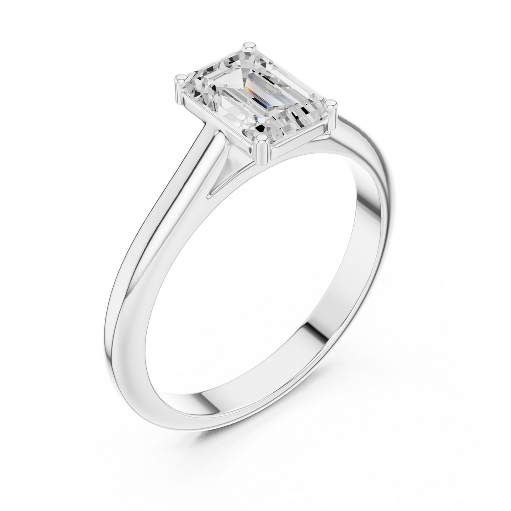 Emerald Cut Minimal Solitaire Diamond Ring
