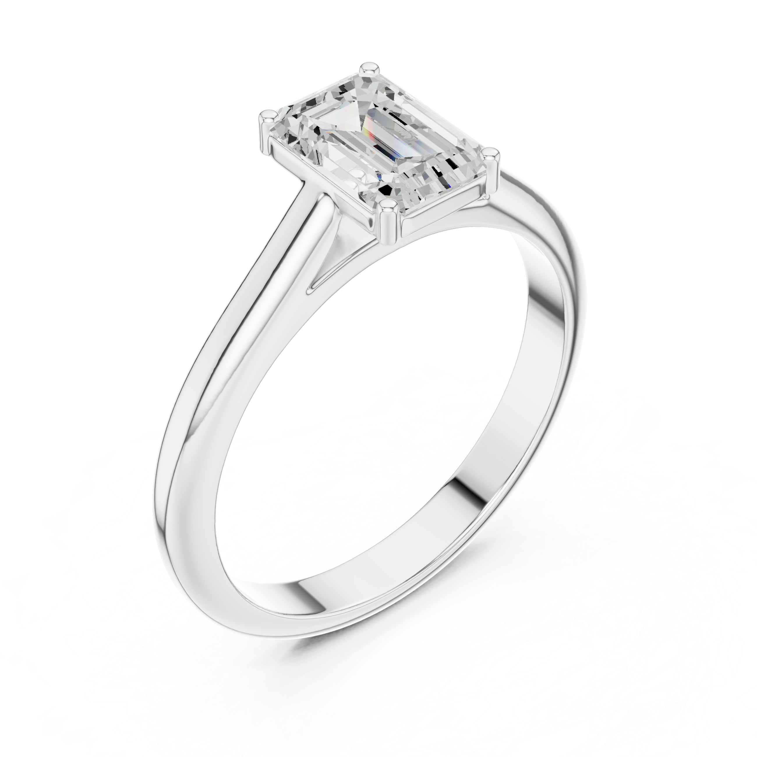 Emerald Cut Minimal Solitaire Diamond Ring