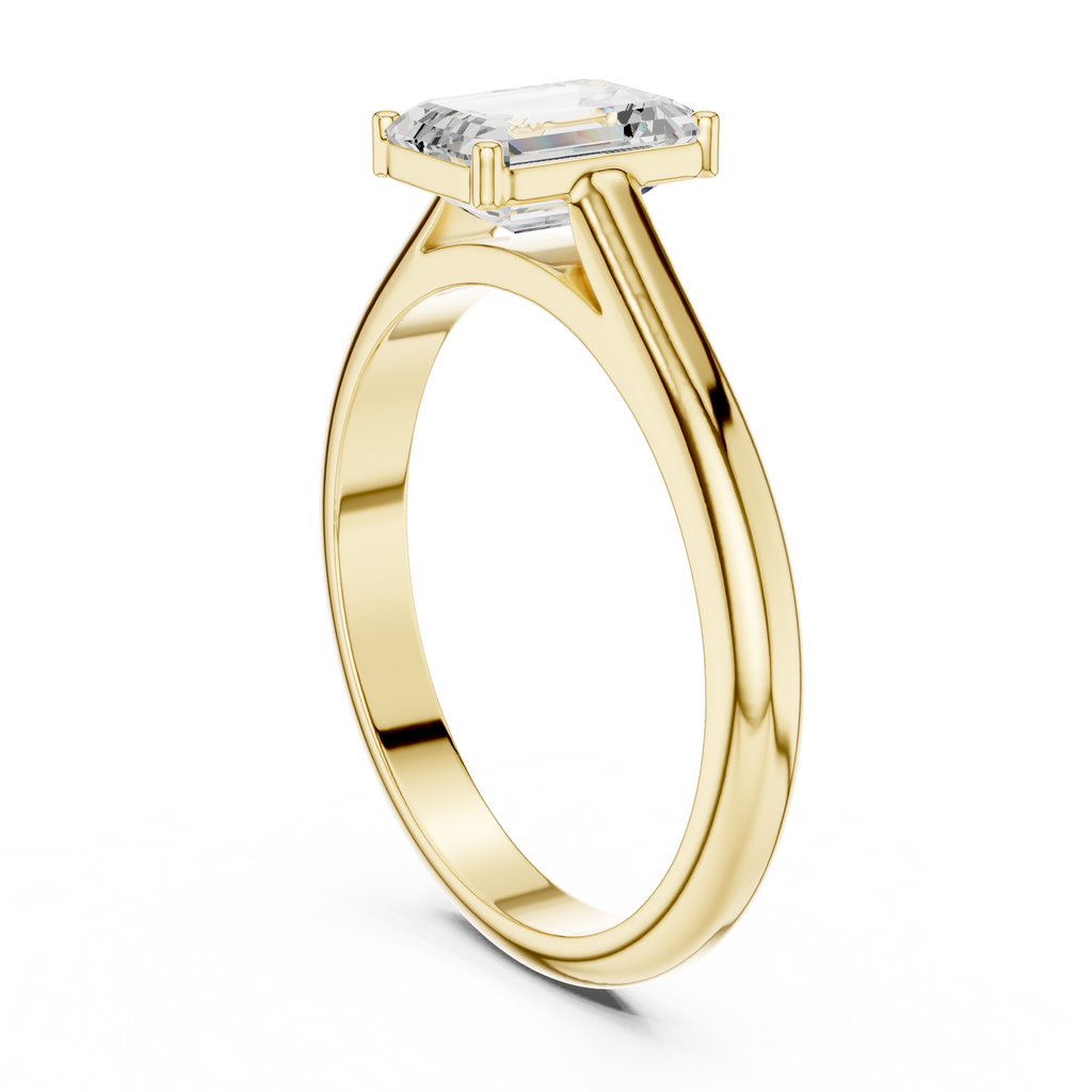 Emerald Cut Minimal Solitaire Diamond Ring