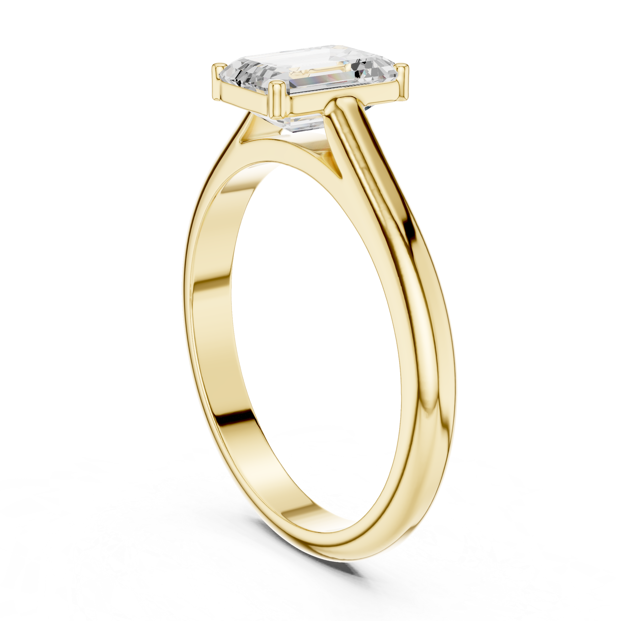 Emerald Cut Minimal Solitaire Diamond Ring