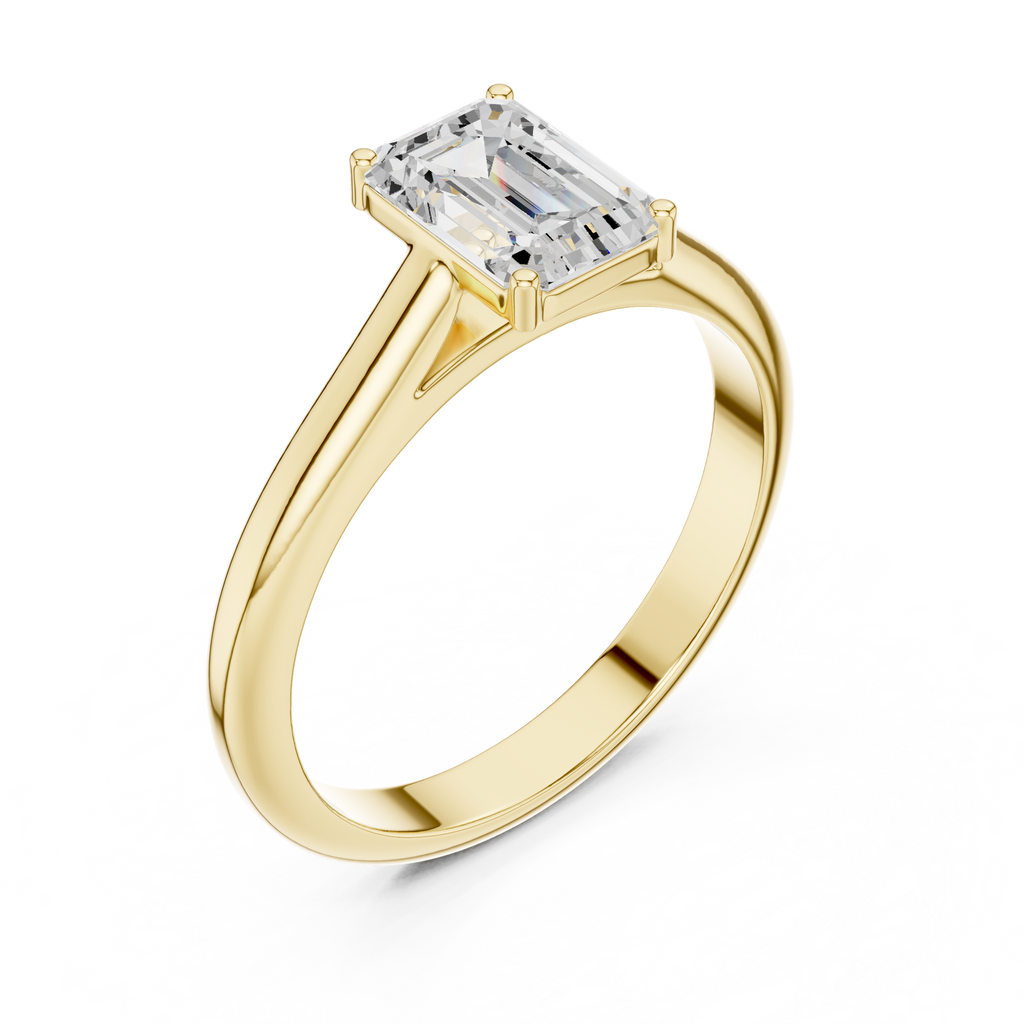 Emerald Cut Minimal Solitaire Diamond Ring