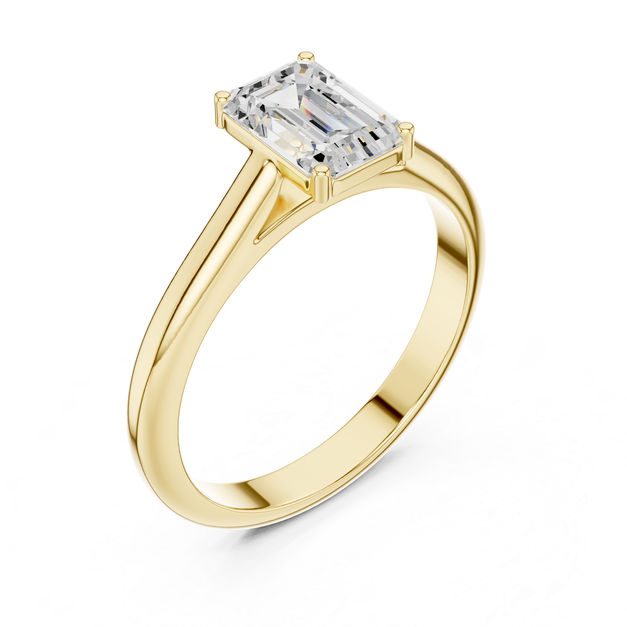 Emerald Cut Minimal Solitaire Diamond Ring
